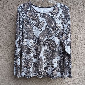 Croft & Barrow Paisley Sz1X Long Sleeve 100%Cotton NWOT